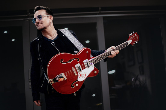Bono with Gretsch RED Guitar