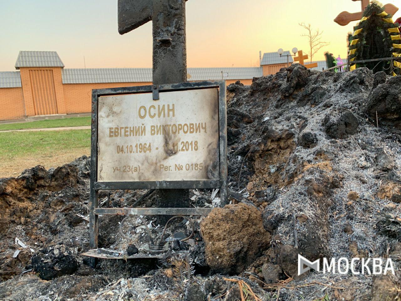 После пожара на могиле Осина