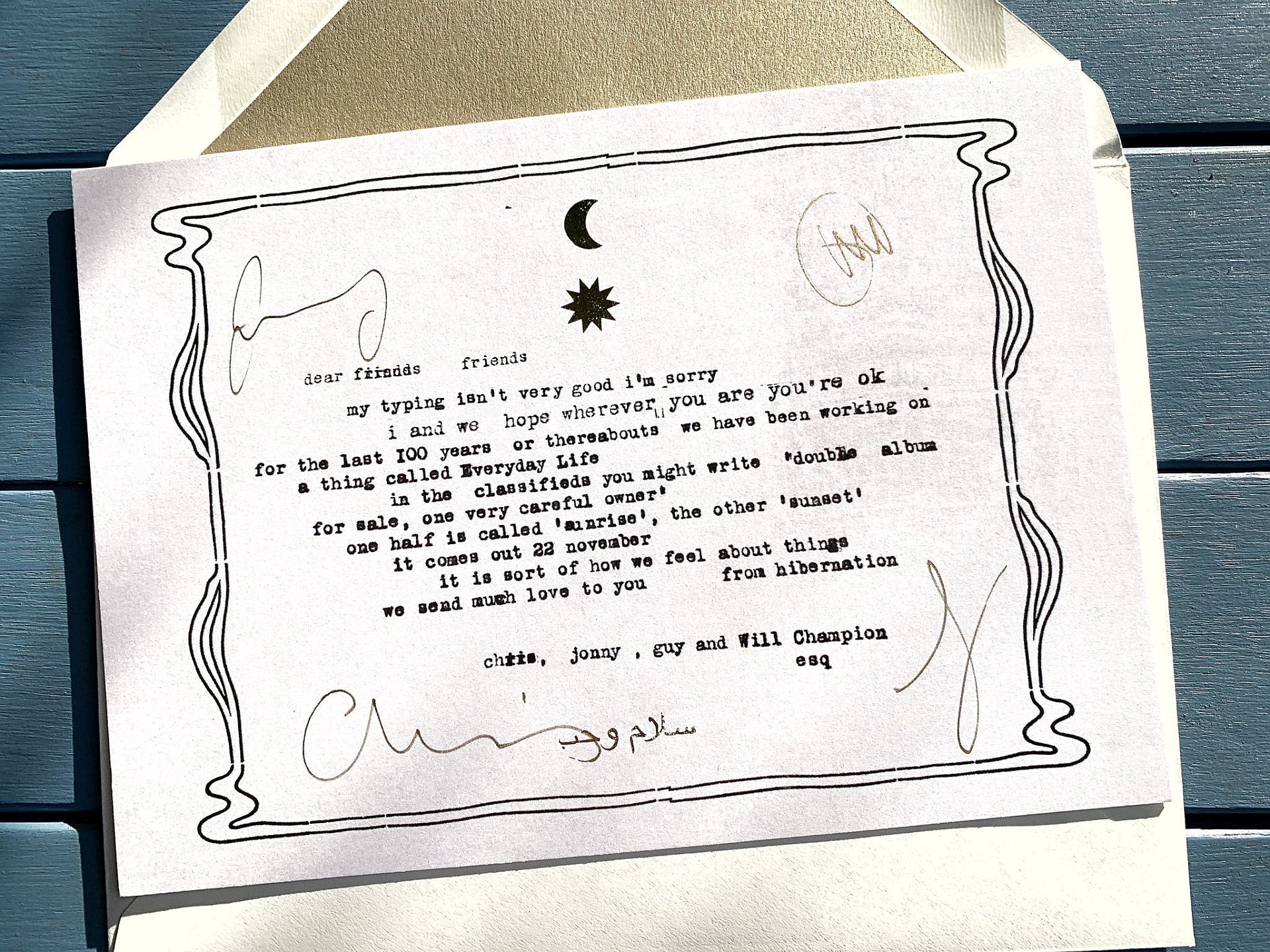 Письмо от Coldplay
